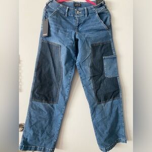 True Religion Women's Two-Tone Blue Patchwork Straight Jeans